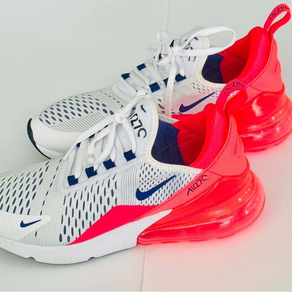 Nike Air Max 270 White and Neon Pink Shoes